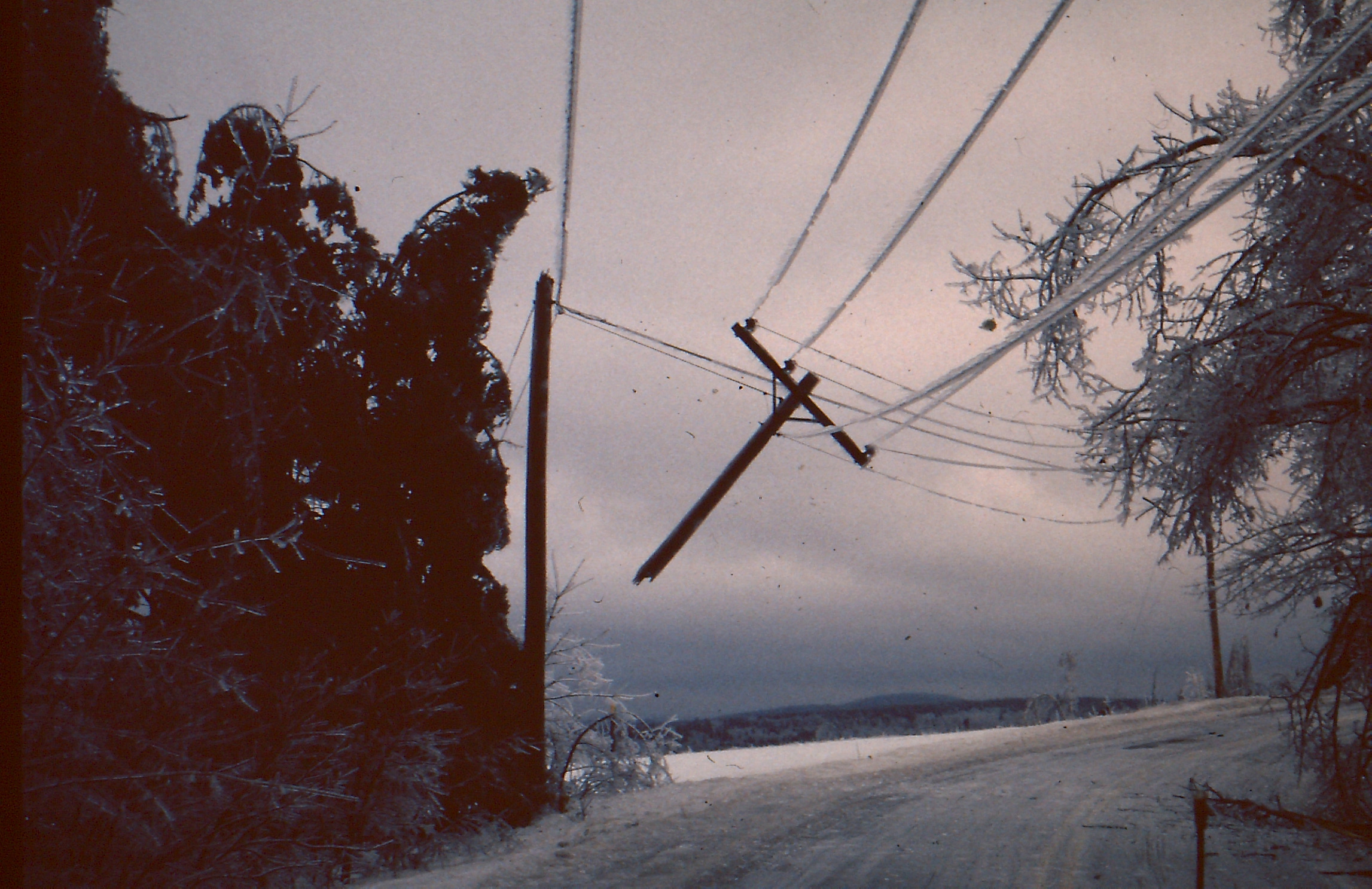 Broken utility pole, Powhatan Rd.