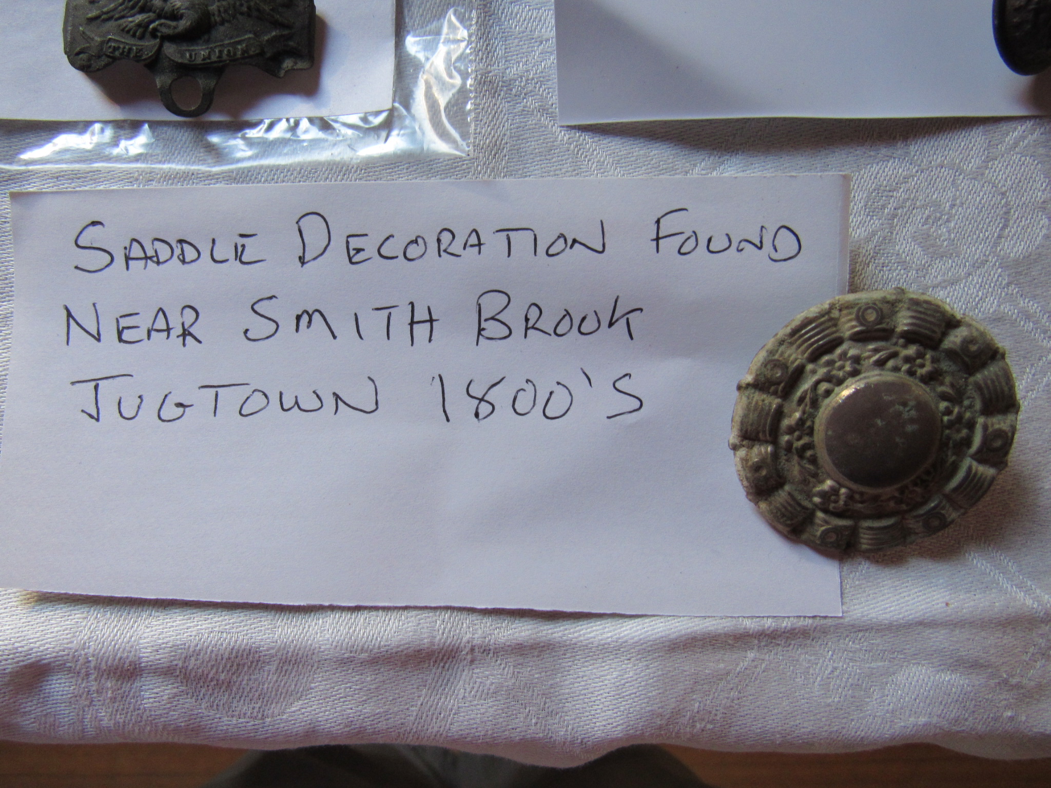 Saddle decoration found near Smith Brook, Jugtown, 1800’s