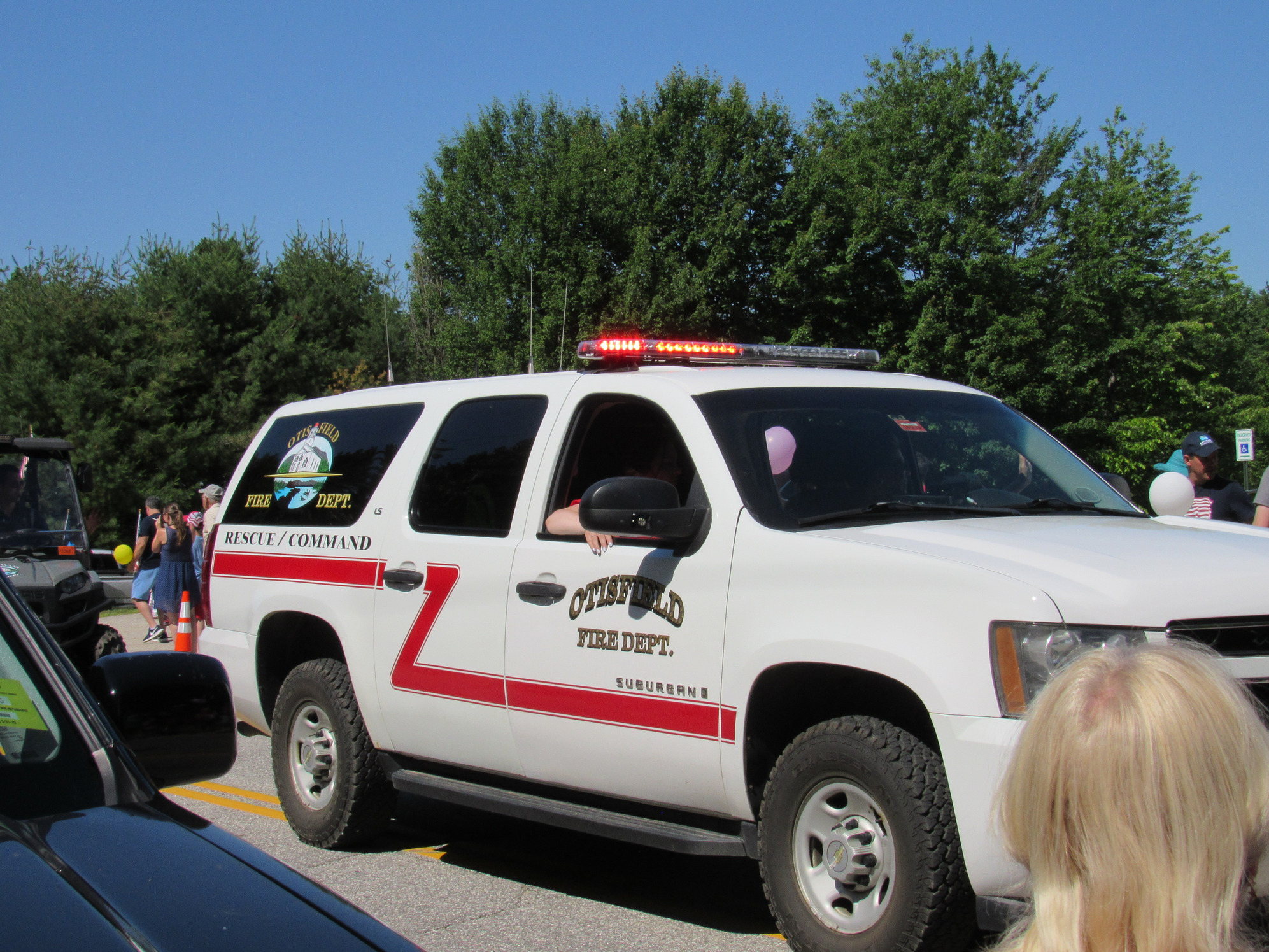 Otisfield Fire Department rescue and command SUV at the Fourth of July parade.