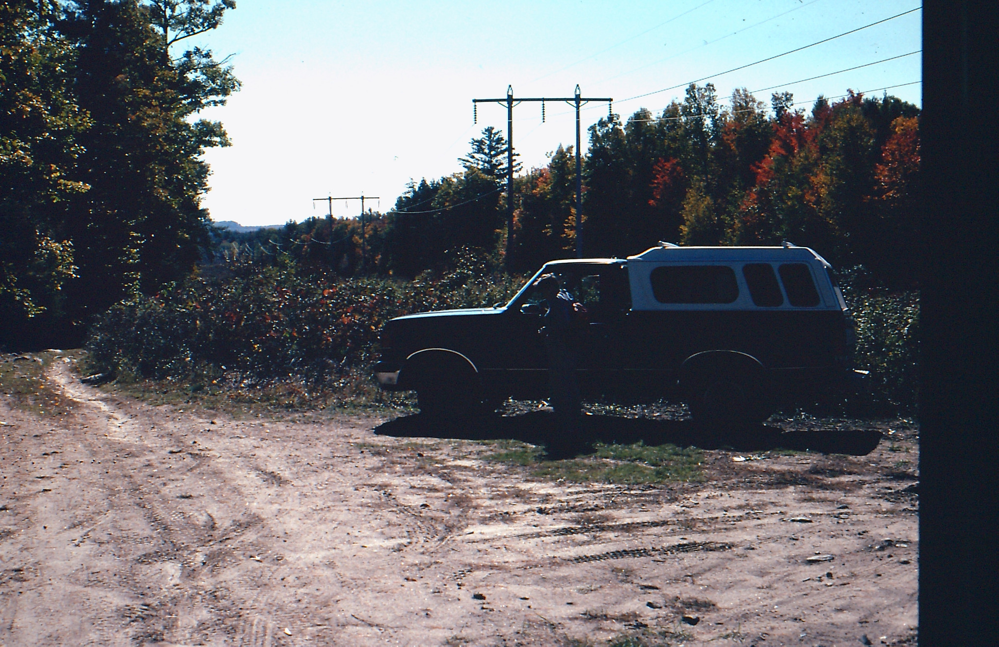 Jean Hankins, preparing to hike around the powerlines in Jugtown, 2009
