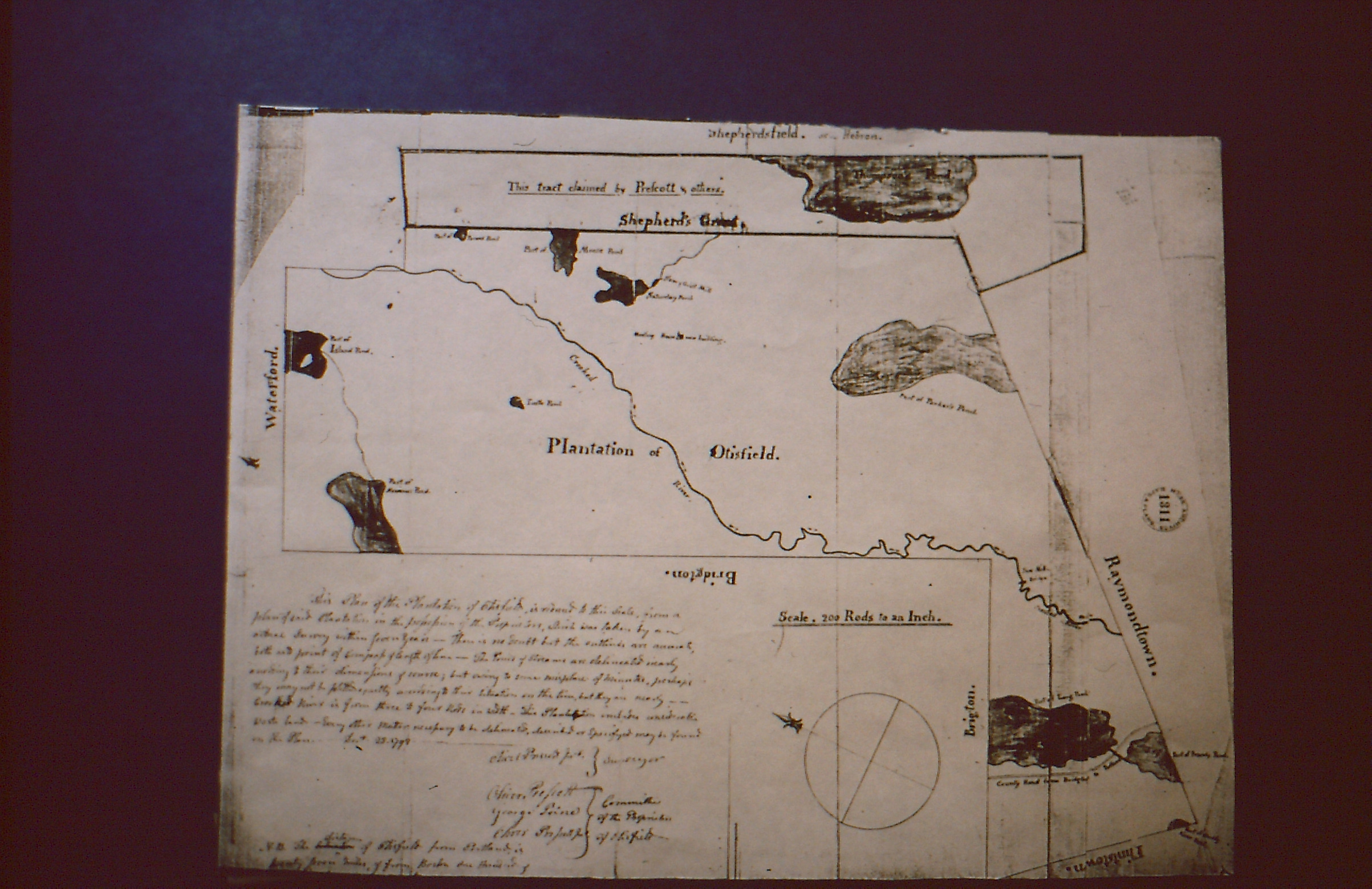 Plantation Map of Otisfield, circa 1795