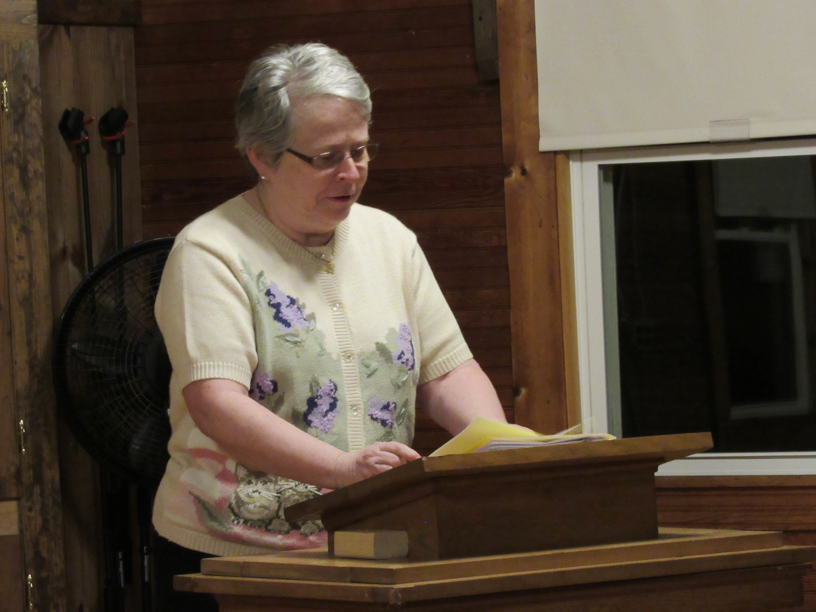 Director Celeste Hyer presenting information from the November 16th, 2017 program on William Spurr