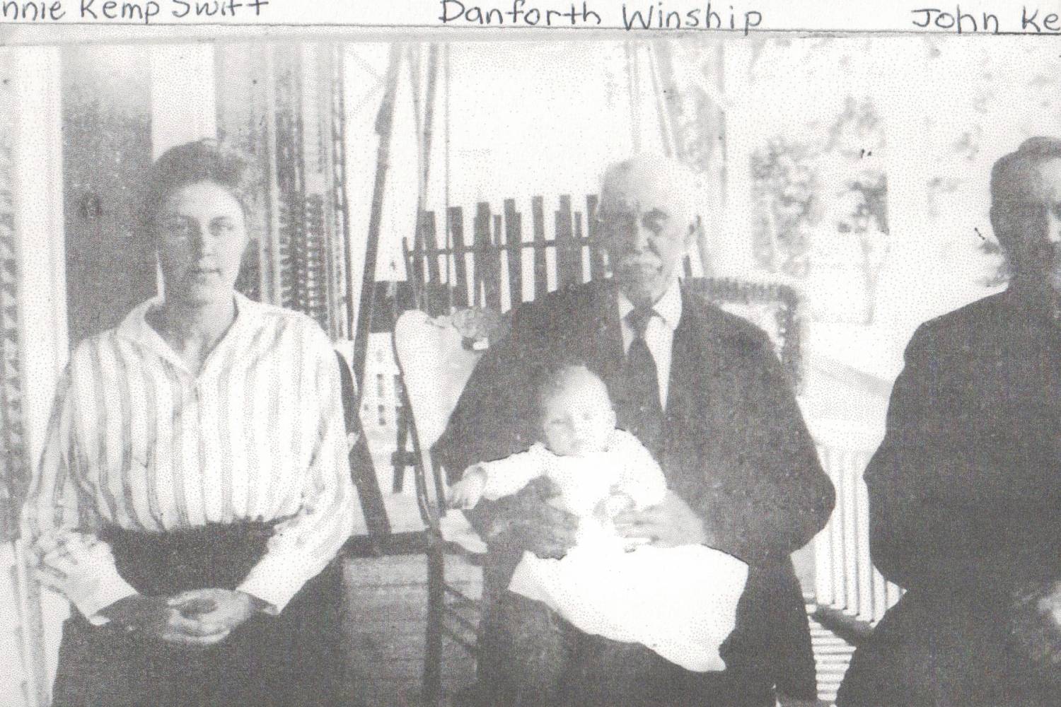 Minnie K Swift and her grandfather, Danforth Winship (1841-1938), holding John Kemp