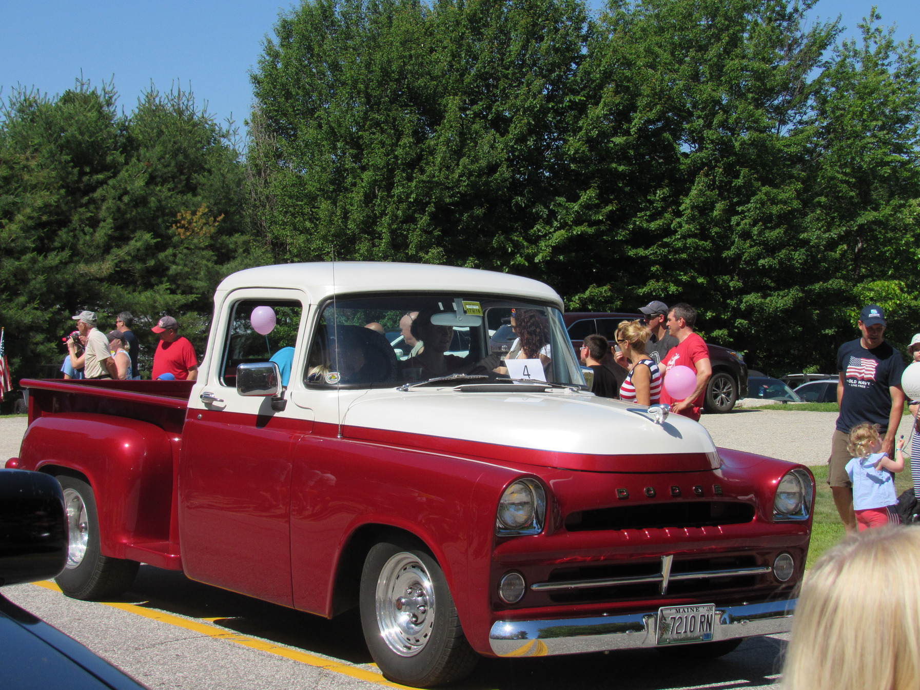Vintage pickup truck in the parade at the Fourth of July parade.