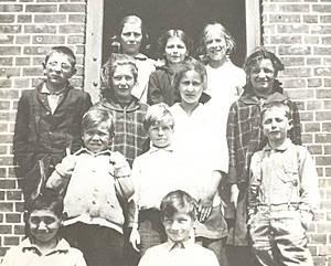 Students at Bell Hill School, including Howard Dyer, undated