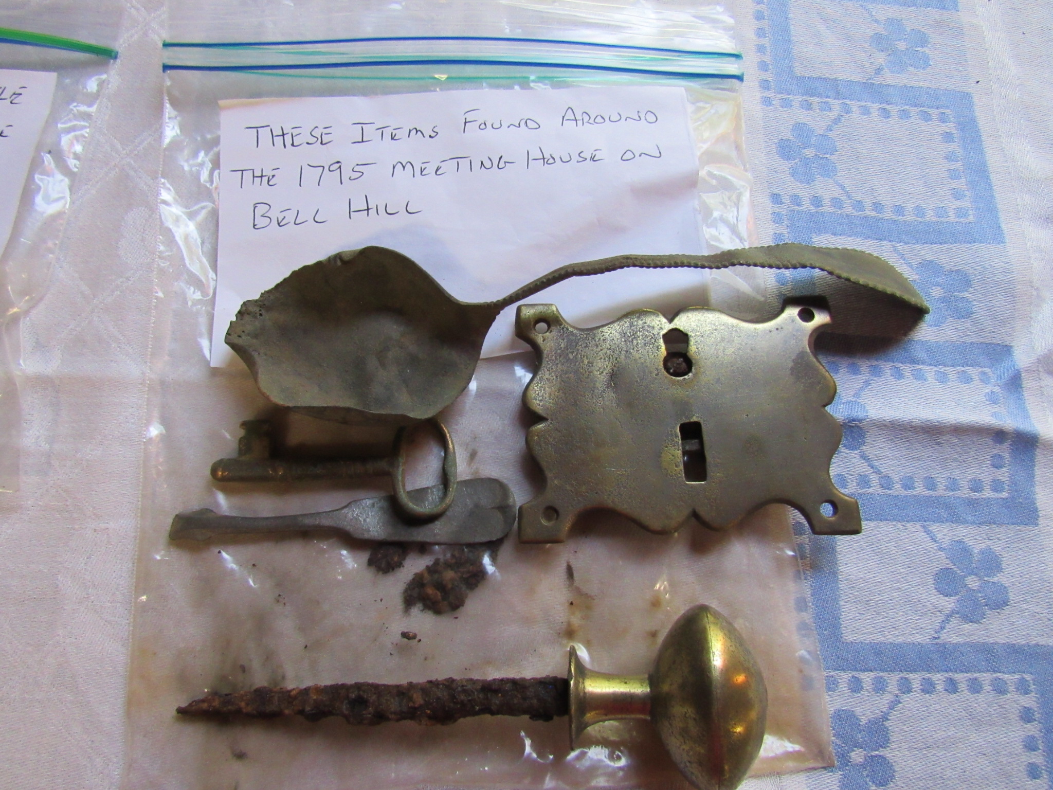 These items found around the 1795 meetinghouse on Bell Hill