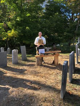 Costumed presenter at a cemetery program