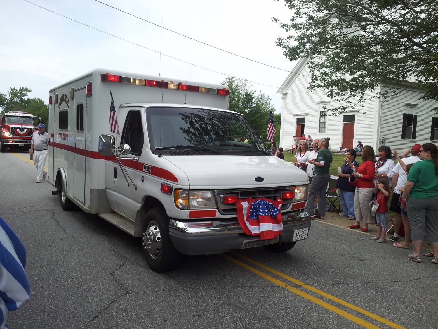 Ambulance in the parade at the Fourth of July parade.