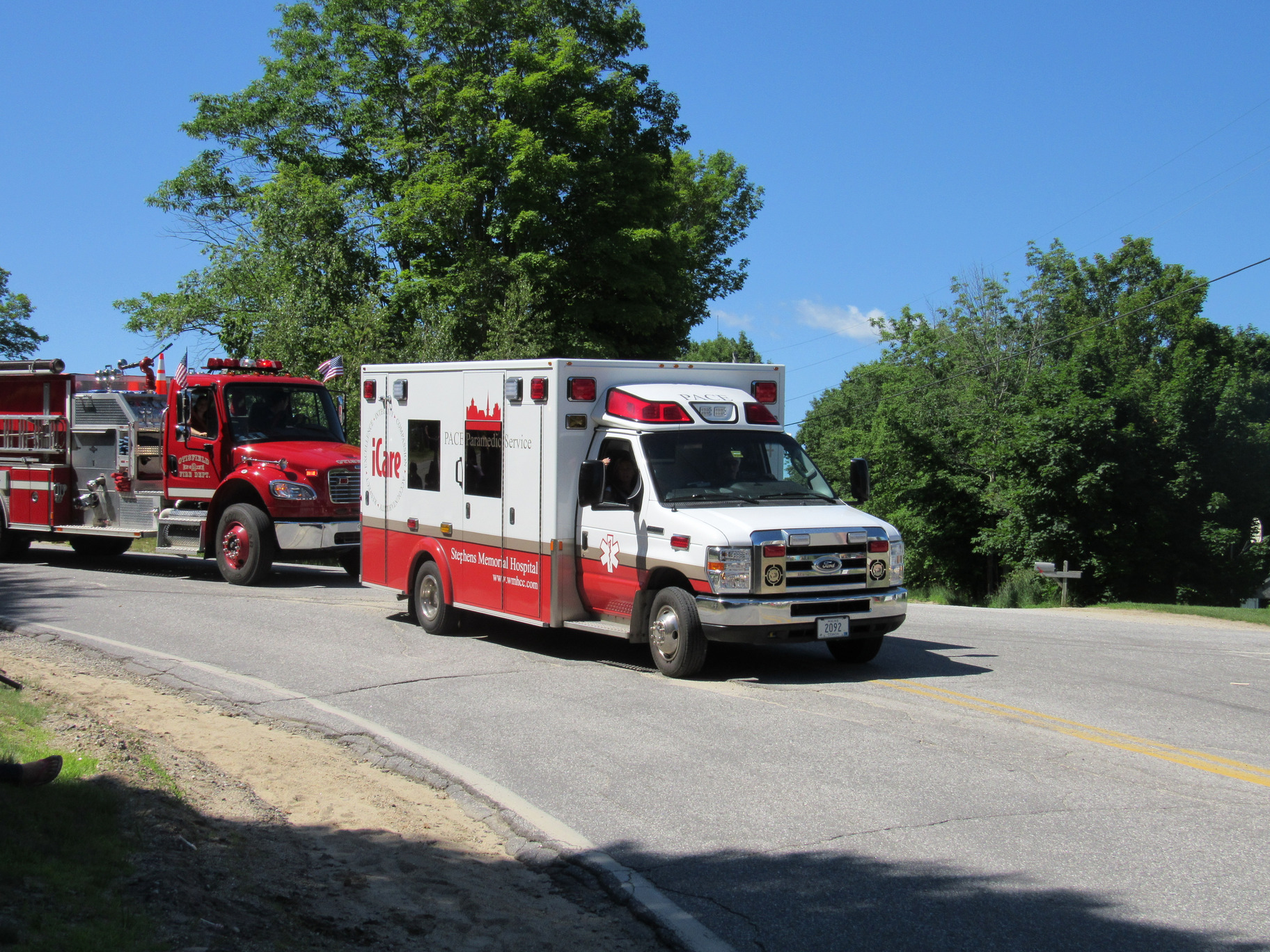 Ambulance in the parade at the Fourth of July parade.
