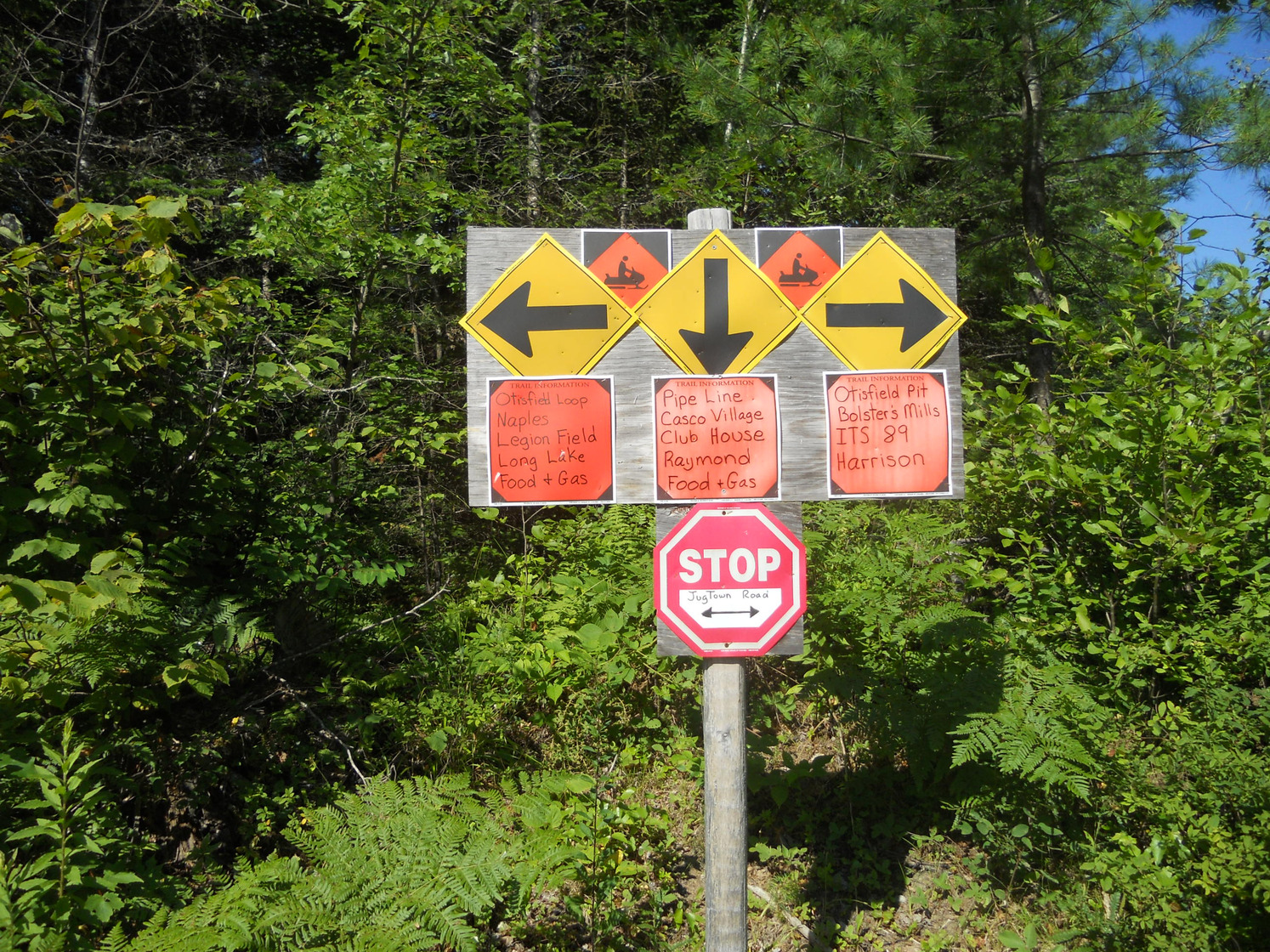 Signs, snowmobile & ATV, Jugtown, July 2012