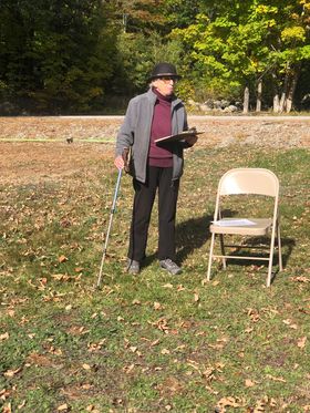 Costumed presenter at a cemetery program