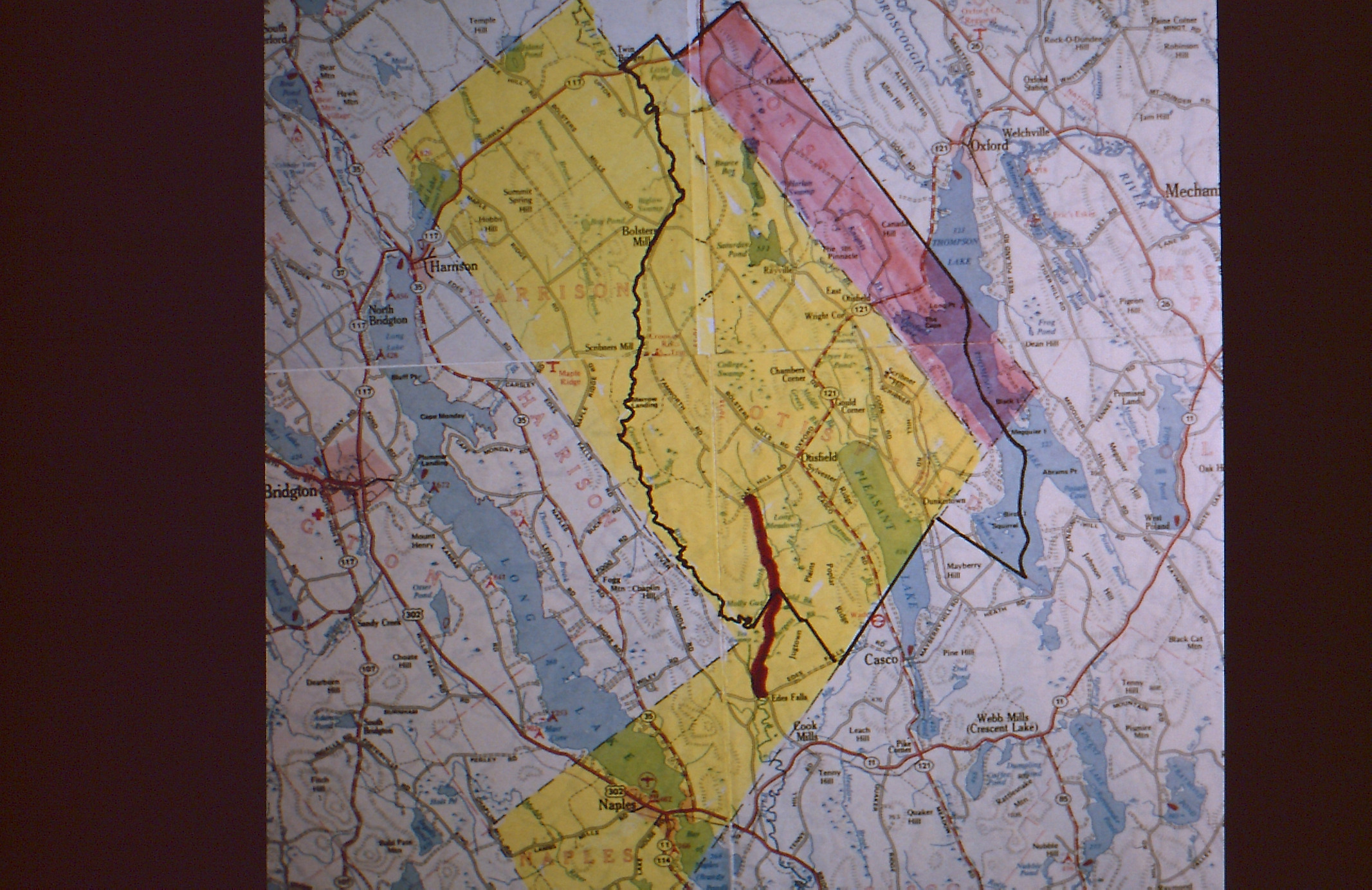 DeLorme Map with town boundries, Jugtown Road marked in red