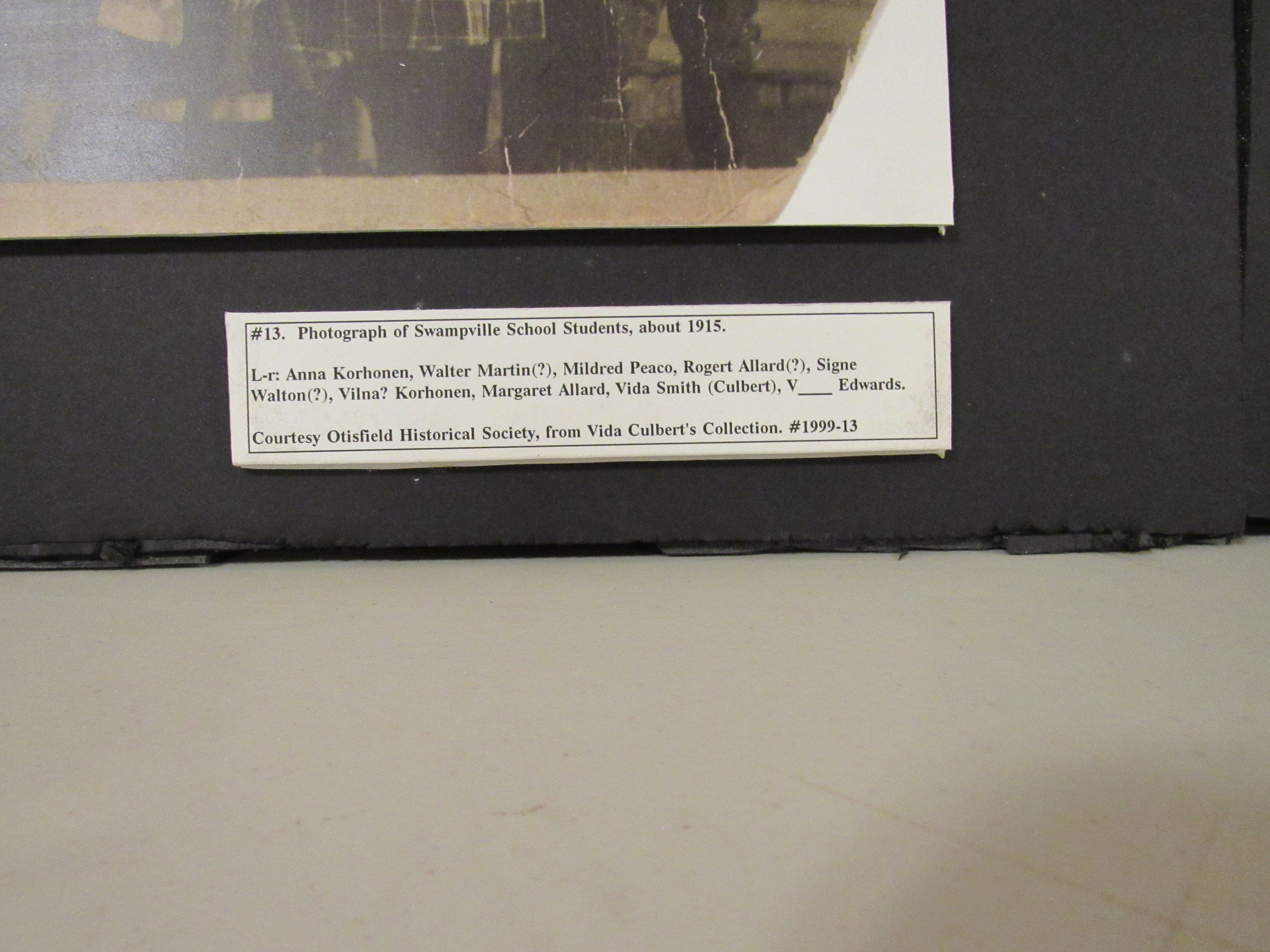 Photograph of Swampville School, about 1915 identification label.