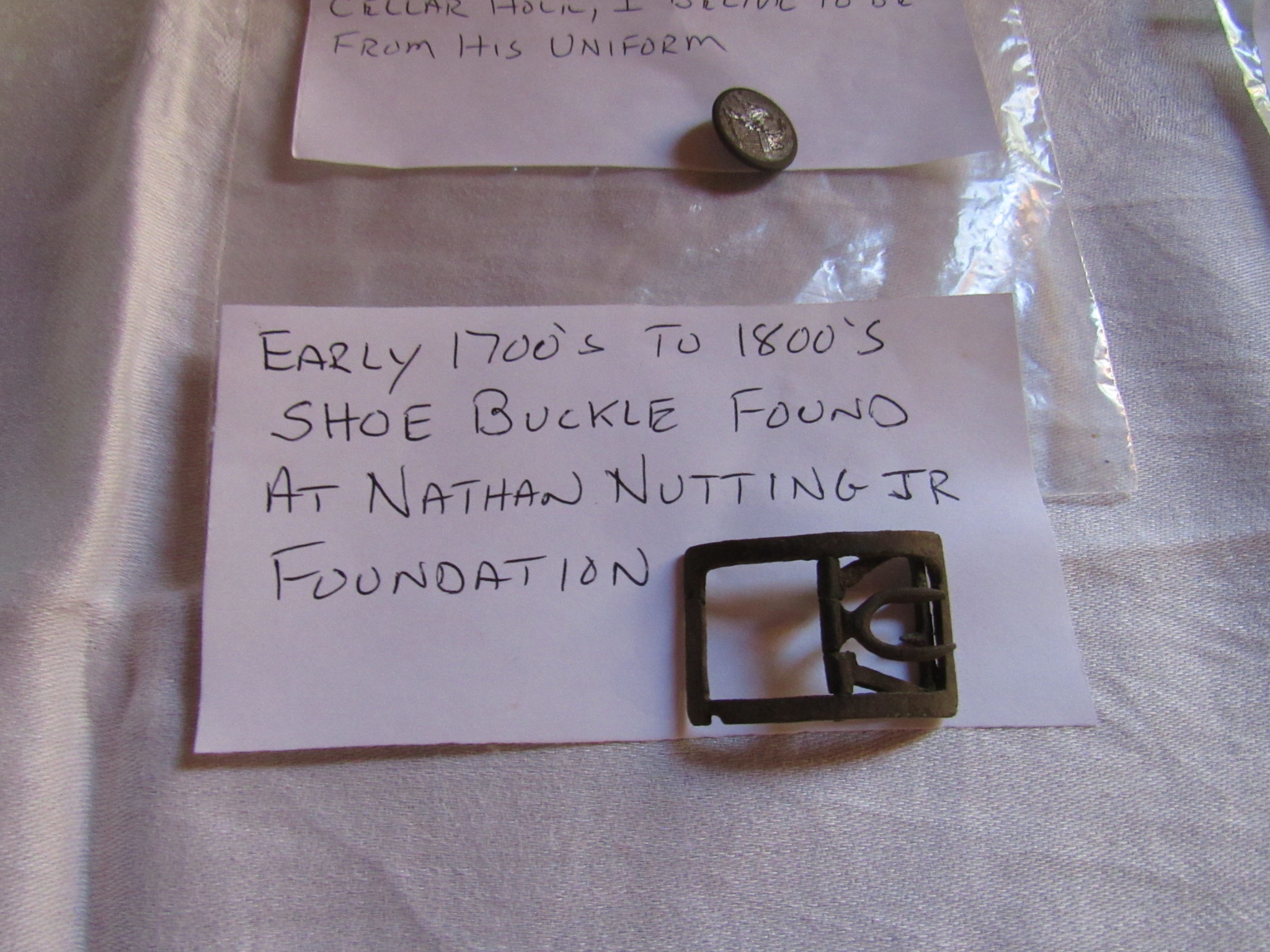 Early 1700’s-1800’s show buckle found at Nathan Nutting Jr Foundation