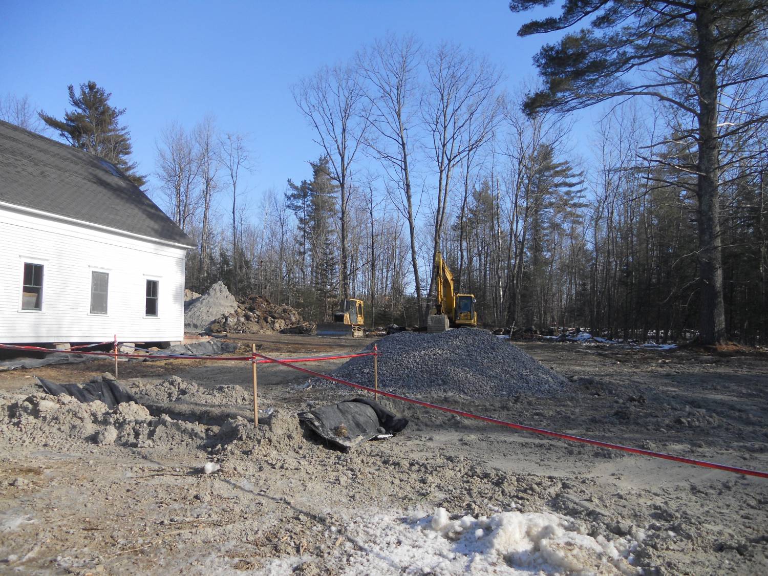 Photos showing first work on the Town House, moving it aside before excavating new basement foundation All taken February-March 2013