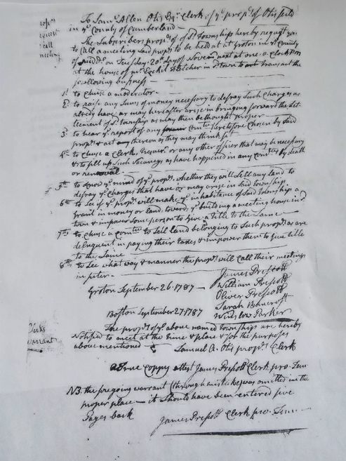 A page from the original 18th Century Proprietors Book, now fully scanned and soon to be available to the public